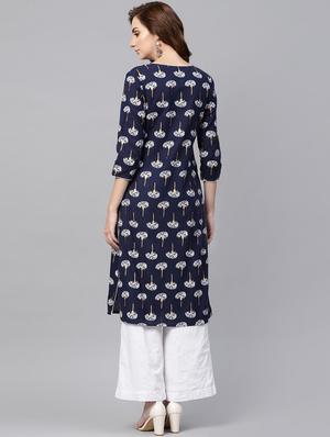 floral straight kurta - 16399467 - Standard Image - 3