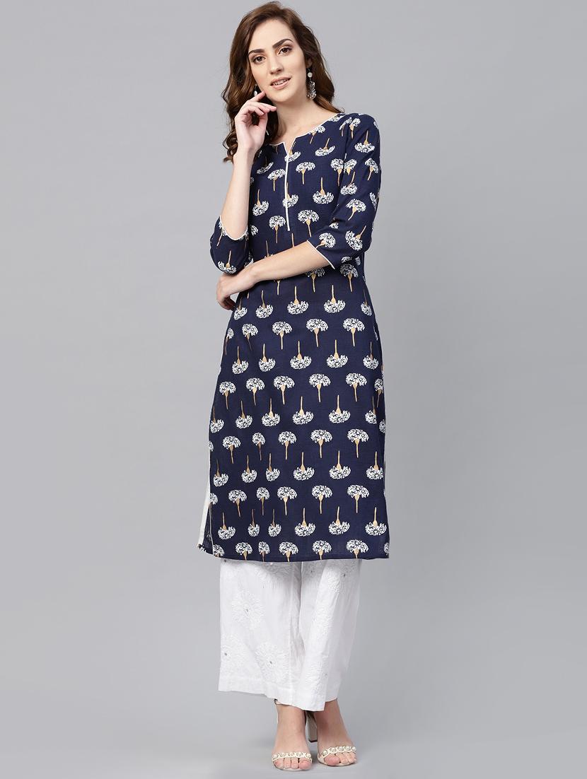 floral straight kurta - 16399467 - Zoom Image - 1