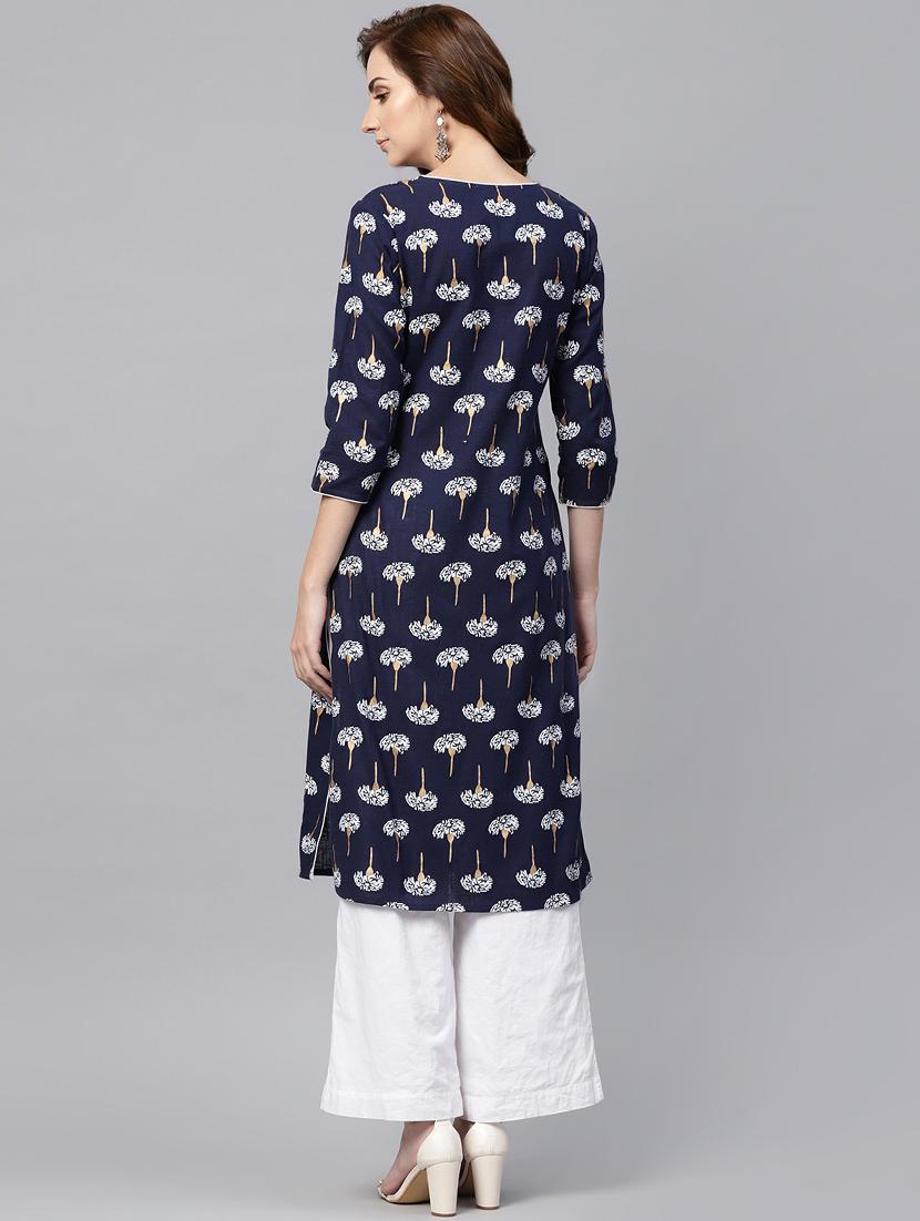 floral straight kurta - 16399467 - Zoom Image - 3