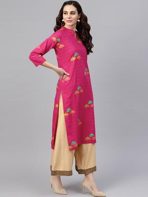 block printed straight kurta - 16399468 - Standard Image - 2