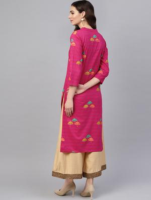 block printed straight kurta - 16399468 - Standard Image - 3