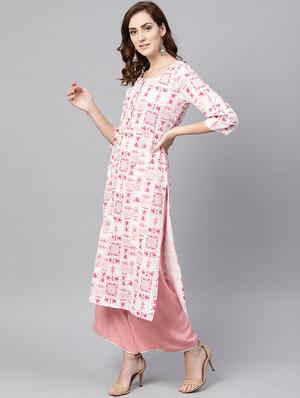 printed straight kurta - 16399471 - Standard Image - 2