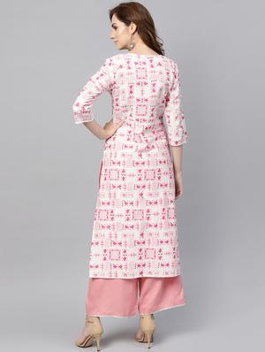 printed straight kurta - 16399471 - Standard Image - 3