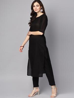 solid kurta suit set - 16399547 - Standard Image - 2