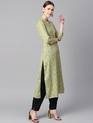 printed straight kurta with pant set - 16399576 - Standard Image - 2