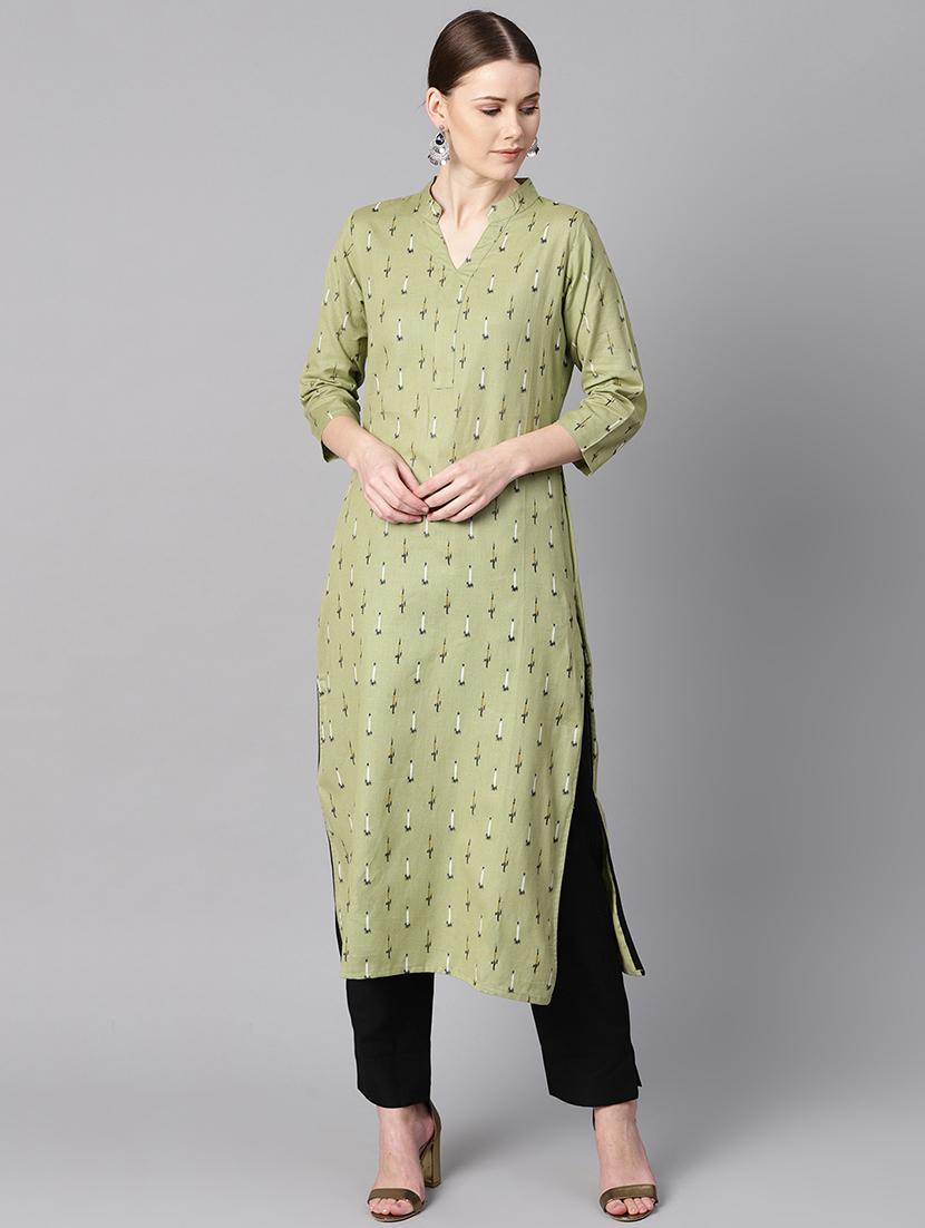 printed straight kurta with pant set - 16399576 - Zoom Image - 1
