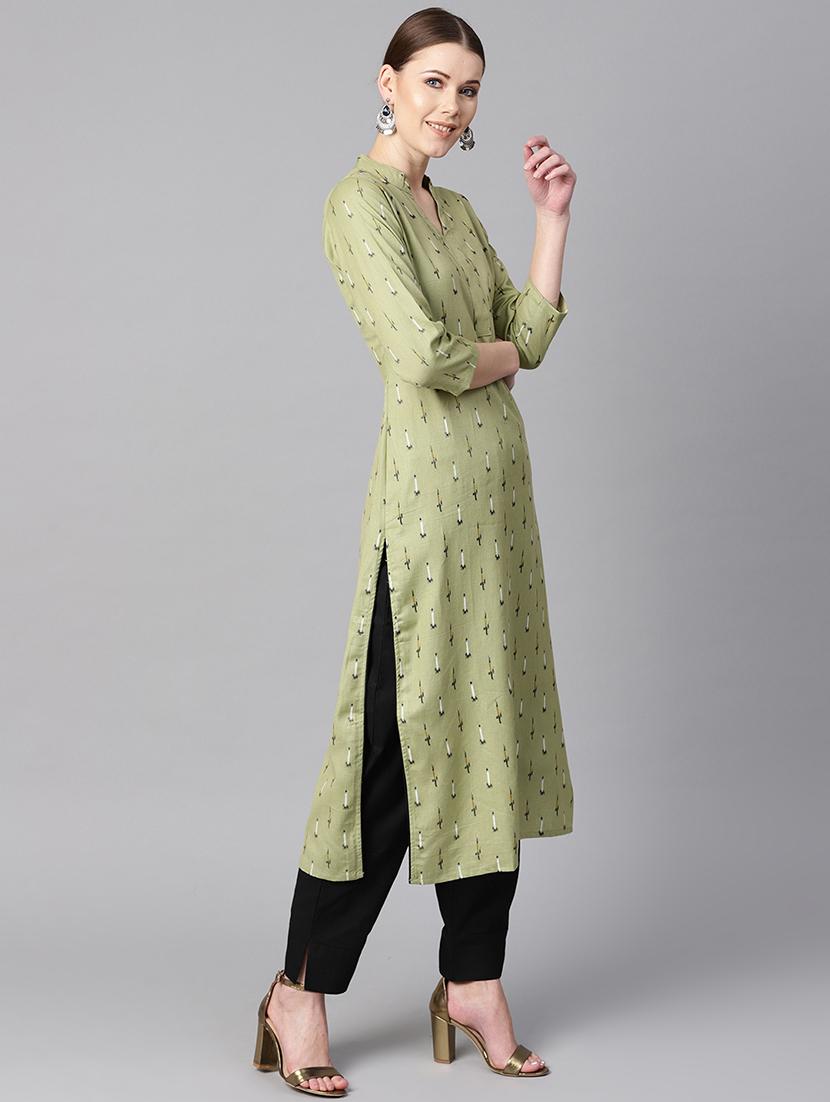 printed straight kurta with pant set - 16399576 - Zoom Image - 2