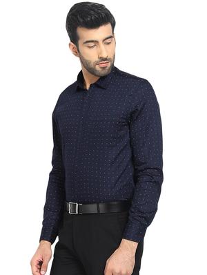 navy blue printed formal shirt - 16399649 - Standard Image - 2