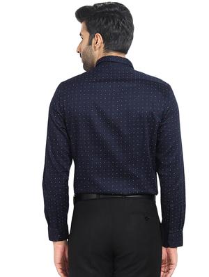navy blue printed formal shirt - 16399649 - Standard Image - 3