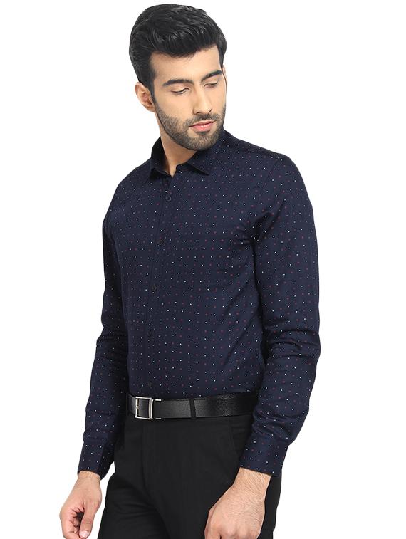 navy blue printed formal shirt - 16399649 - Zoom Image - 2