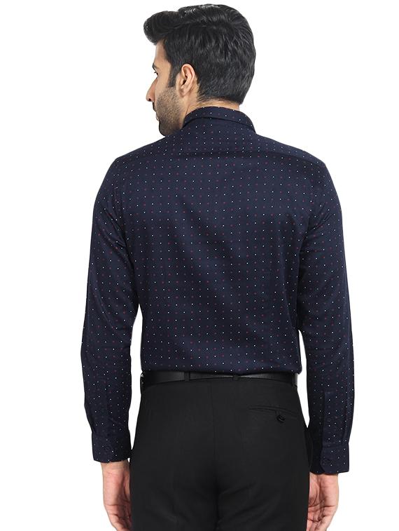 navy blue printed formal shirt - 16399649 - Zoom Image - 3