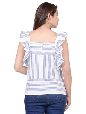 ruffle sleeved striped top - 16401686 - Standard Image - 2