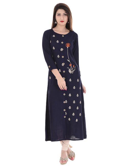 embroidered a-line kurta - 16401702 - Standard Image - 1