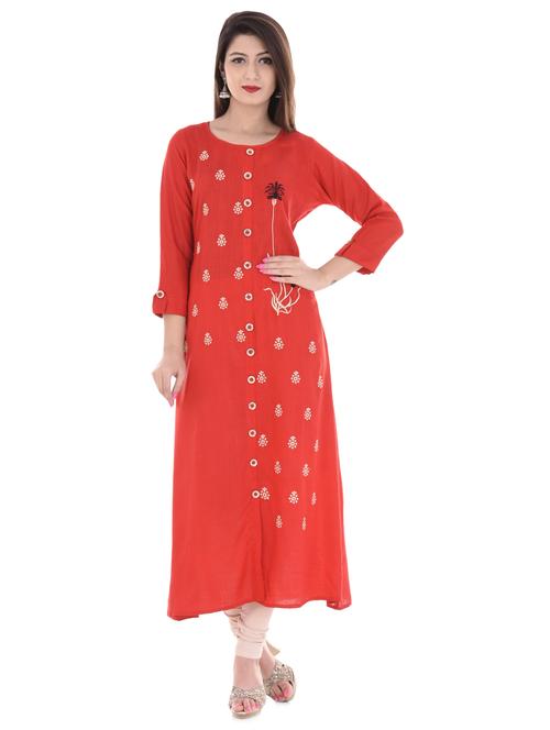 embroidered a-line kurta - 16401704 - Standard Image - 1