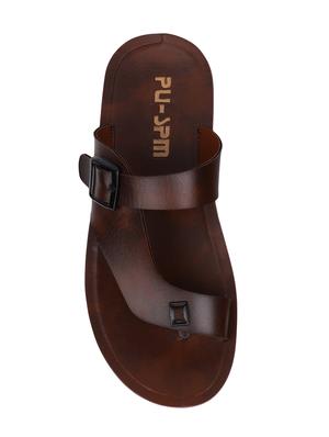pu-spm brown leatherette slip on slippers - 16401828 - Standard Image - 3