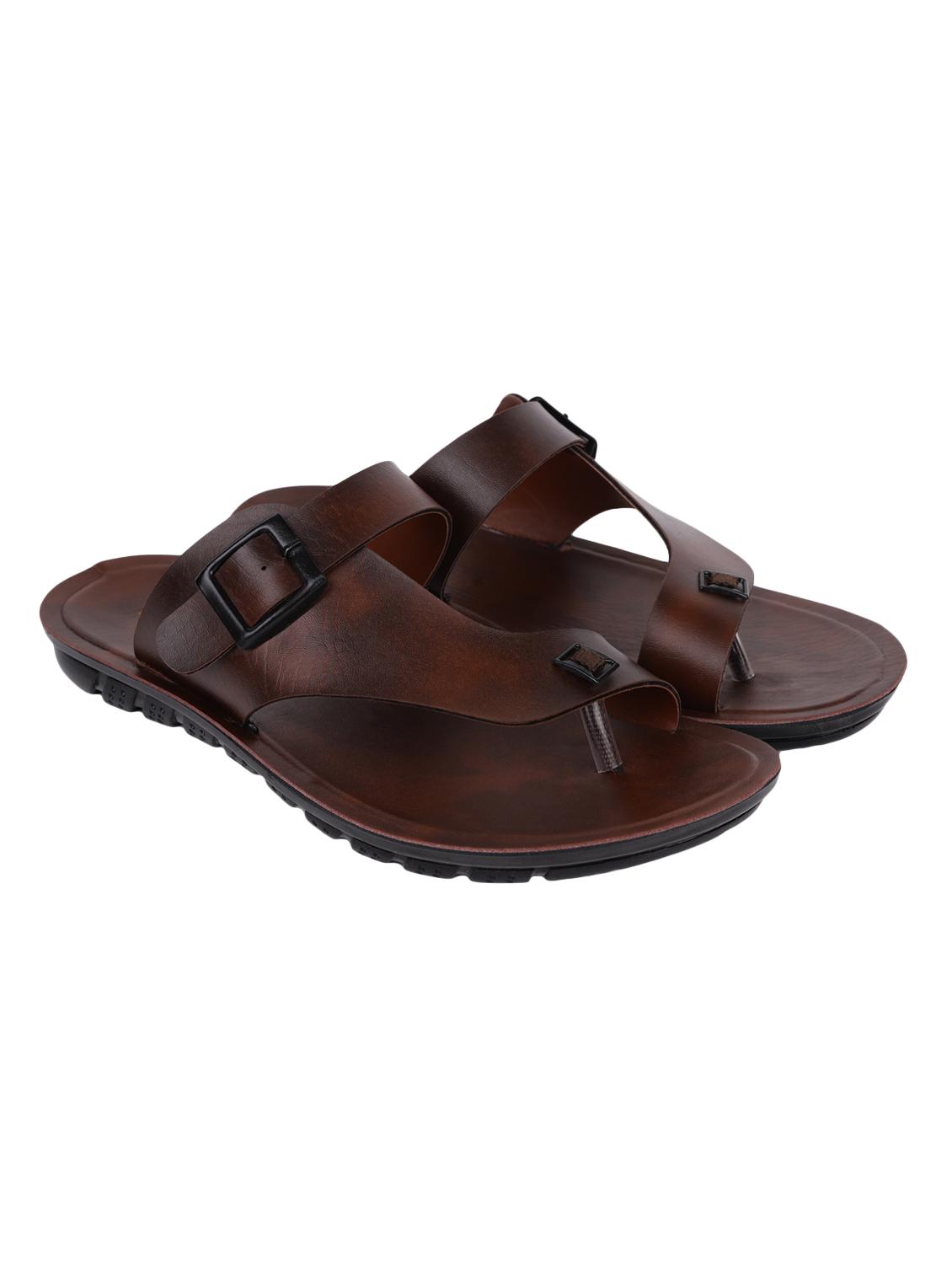 pu-spm brown leatherette slip on slippers - 16401828 - Zoom Image - 2