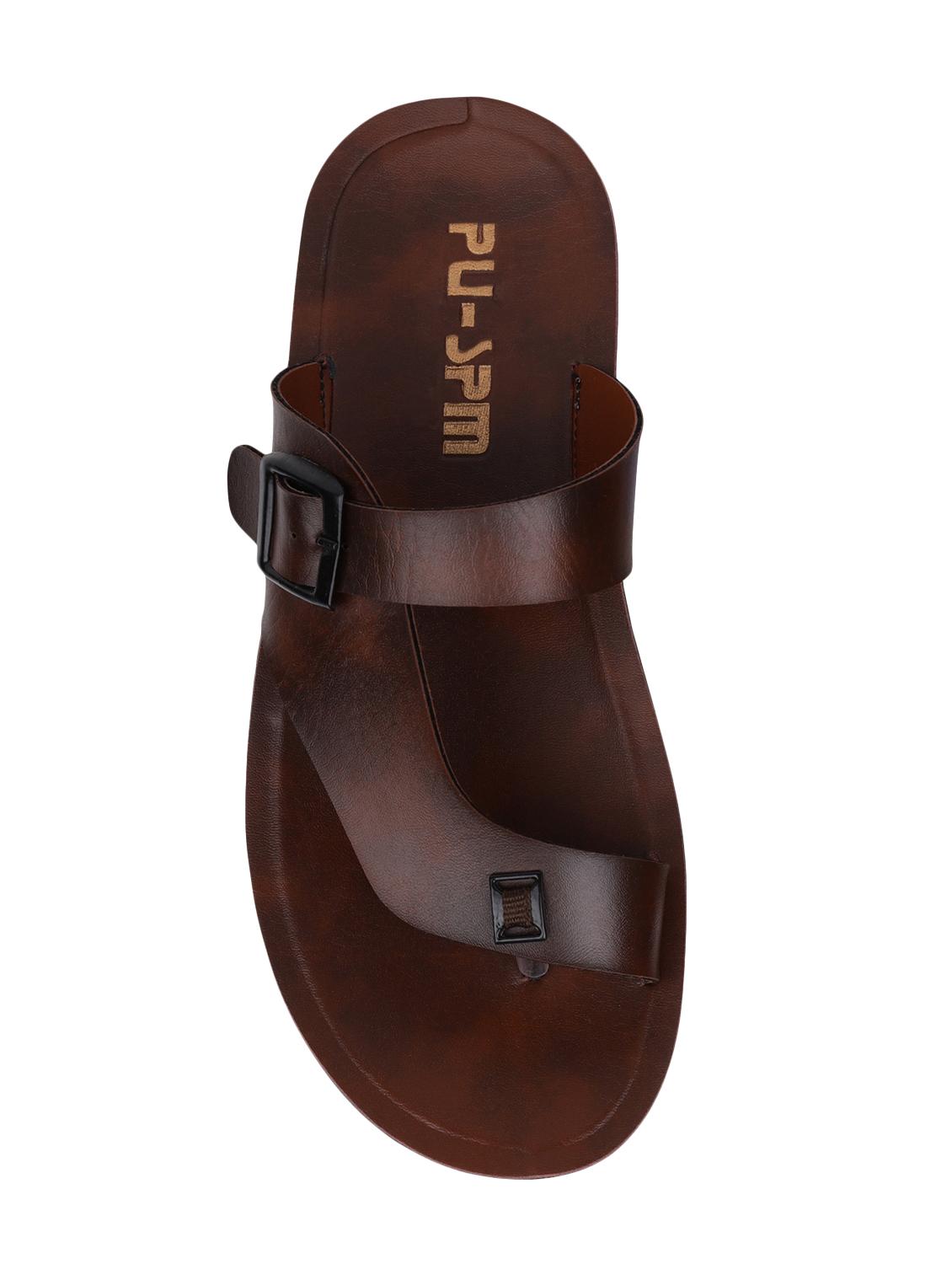 pu-spm brown leatherette slip on slippers - 16401828 - Zoom Image - 3