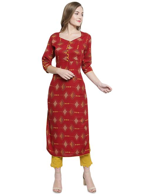 geometrical printed straight kurta - 16401907 - Very Small Image - 1