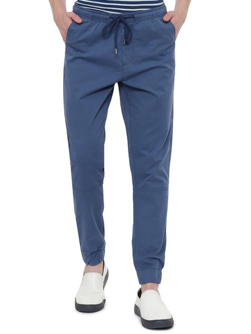 blue solid joggers - 16402324 - Standard Image - 1