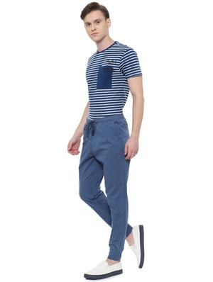 blue solid joggers - 16402324 - Standard Image - 3