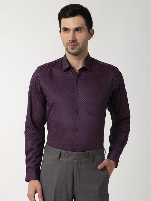 purple printed formal shirt - 16402732 - Standard Image - 1