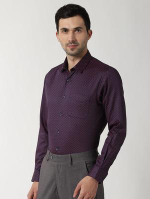 purple printed formal shirt - 16402732 - Standard Image - 2