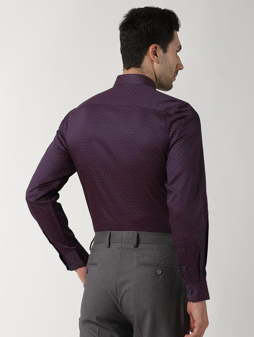 purple printed formal shirt - 16402732 - Zoom Image - 3