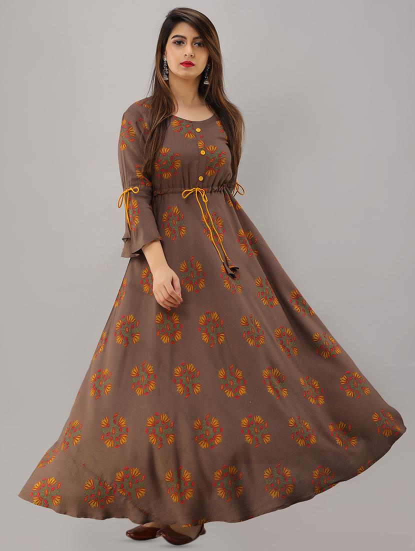 floral printed flared kurta - 16402838 - Zoom Image - 1