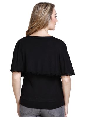pom pom laced cape sleeved top - 16403863 - Standard Image - 3