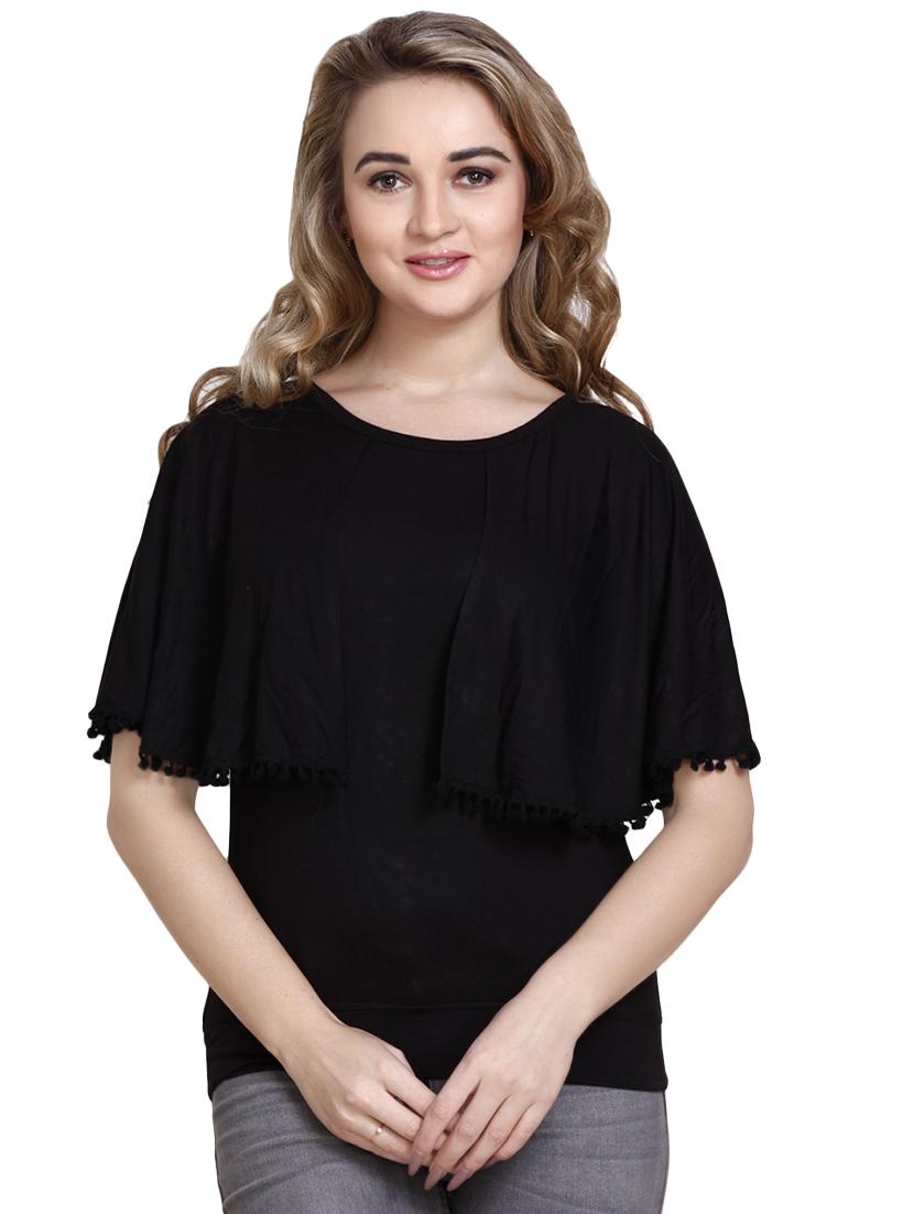 pom pom laced cape sleeved top - 16403863 - Zoom Image - 1