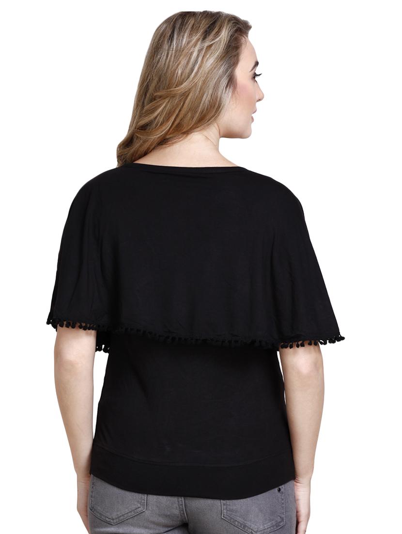 pom pom laced cape sleeved top - 16403863 - Zoom Image - 3