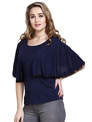 pom pom laced cape sleeved top - 16403864 - Standard Image - 2