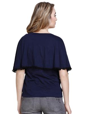 pom pom laced cape sleeved top - 16403864 - Standard Image - 3