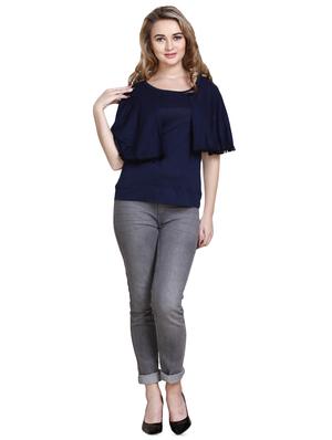 pom pom laced cape sleeved top - 16403864 - Standard Image - 4