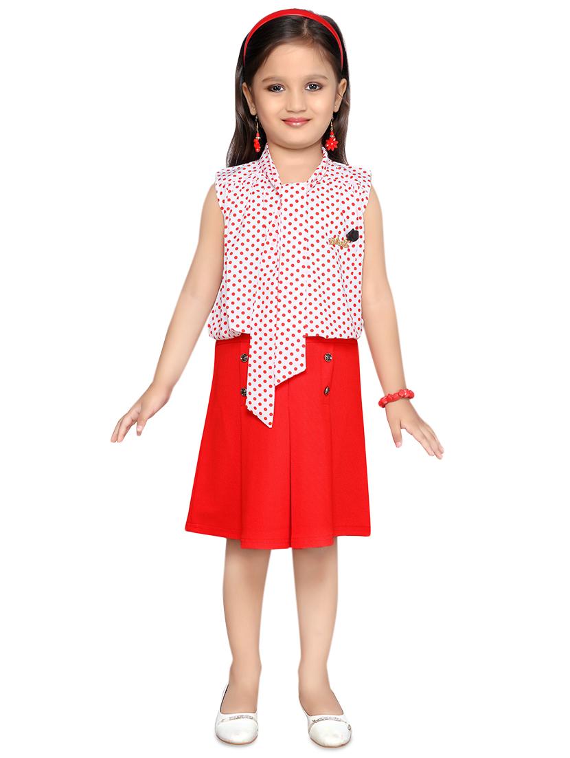 tie front polka dotted skirt top set - 16403949 - Zoom Image - 1