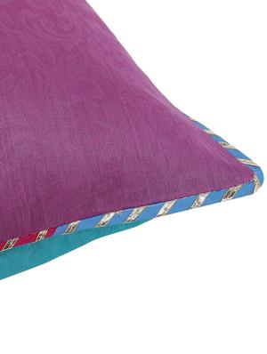 purple turquoise self texture reversible cushion cover - 16403952 - Standard Image - 6