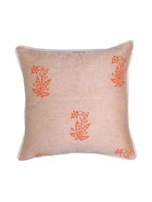 ivory orange block printed reversible cushion cover - 16403953 - Standard Image - 3