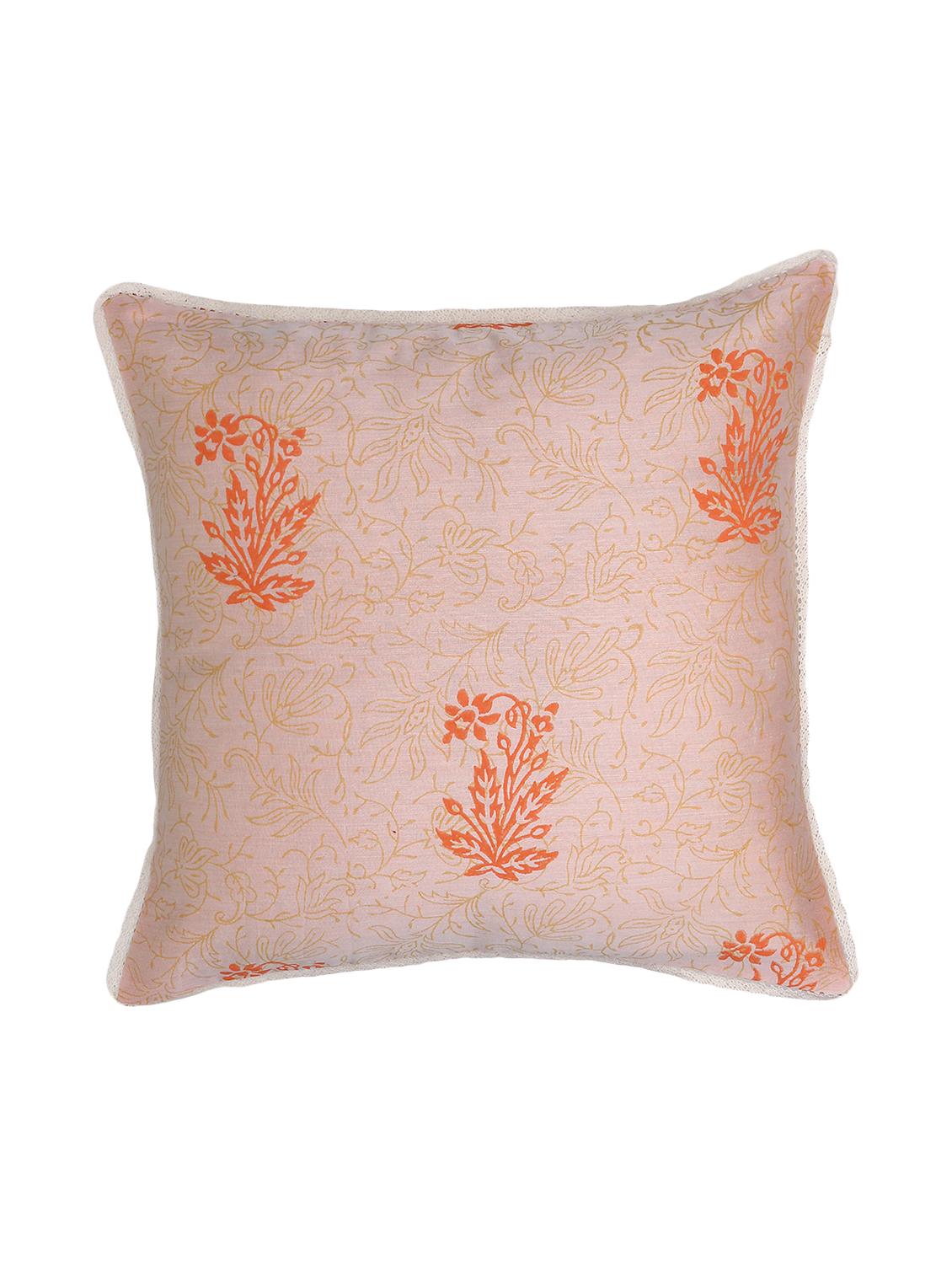 ivory orange block printed reversible cushion cover - 16403953 - Zoom Image - 3