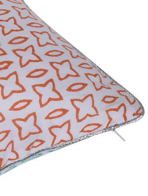 green orange block printed reversible cushion cover - 16403954 - Standard Image - 6