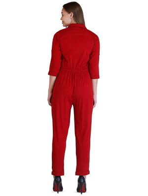 button detail tie front jumpsuit - 16404039 - Standard Image - 3