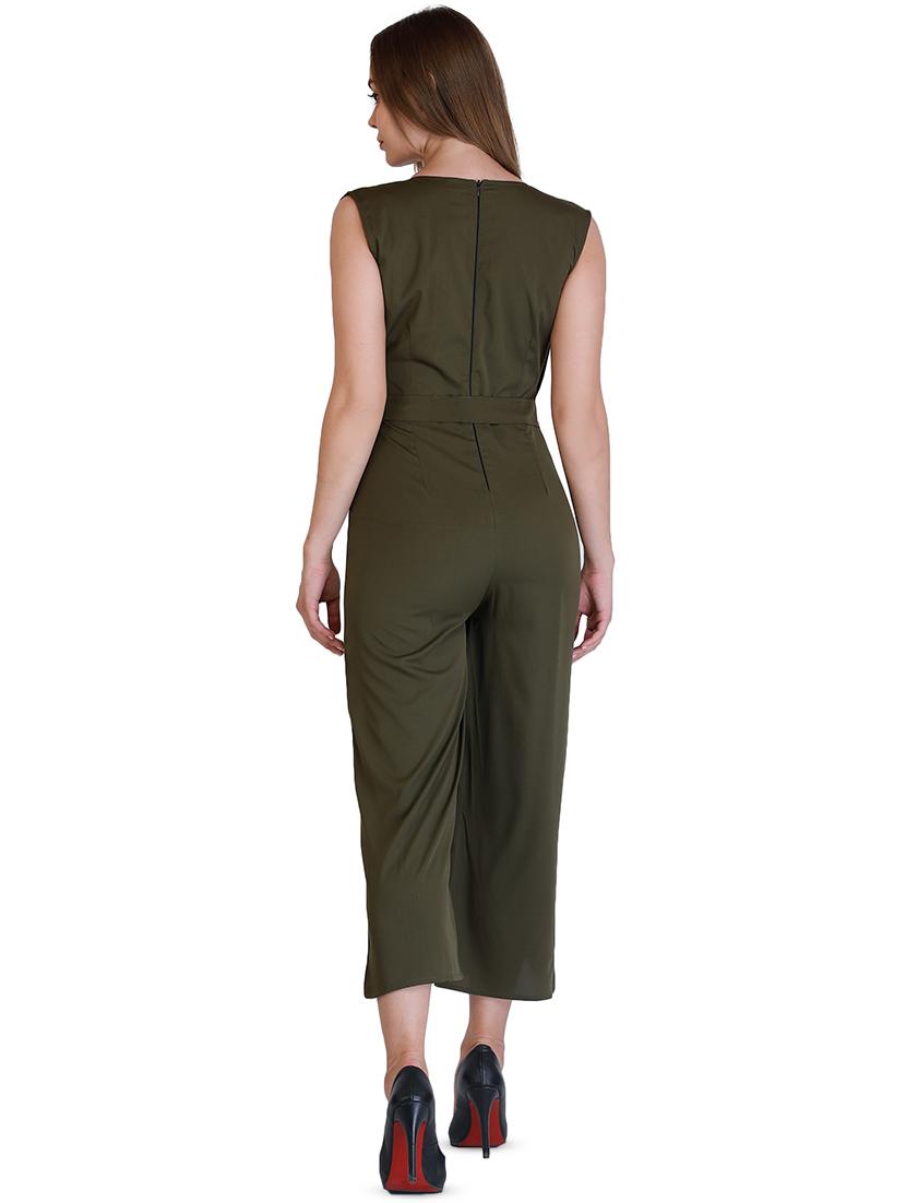 tie front faux wrap jumpsuit - 16404040 - Zoom Image - 3