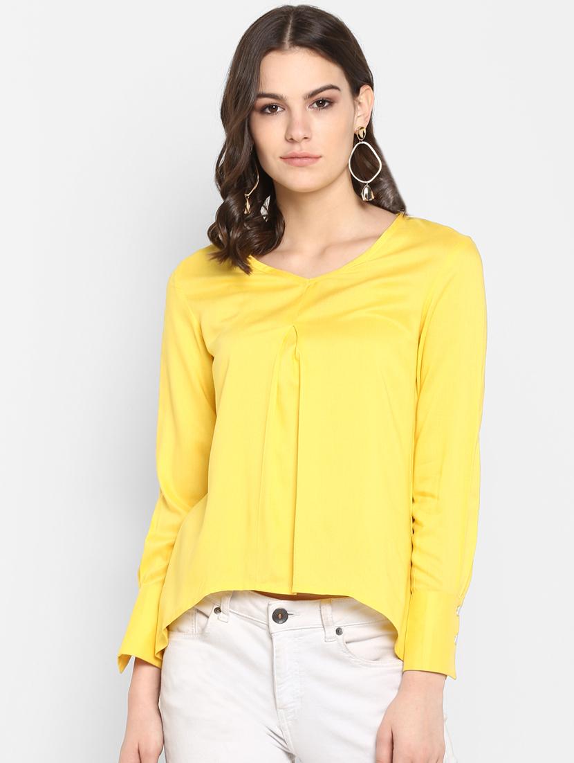 v-neck pleat detail high low top - 16404131 - Zoom Image - 1