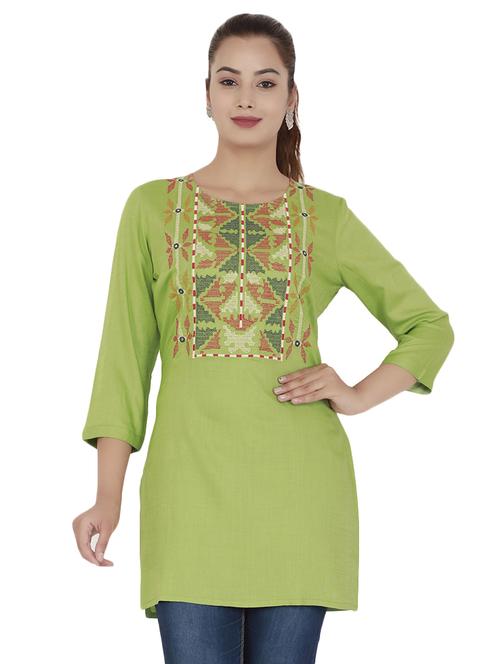 embroidered straight kurti - 16405244 - Standard Image - 1