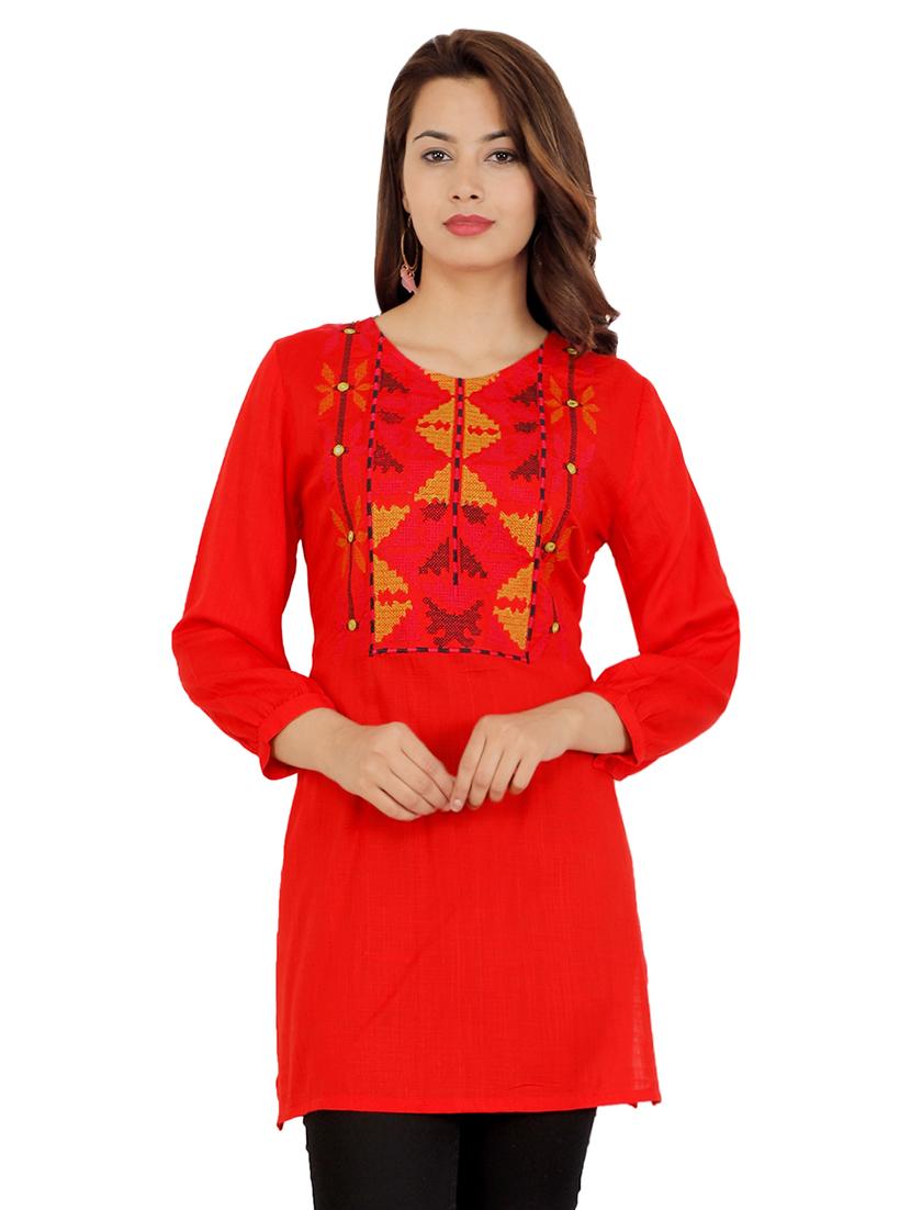embroidered straight kurti - 16405248 - Zoom Image - 1
