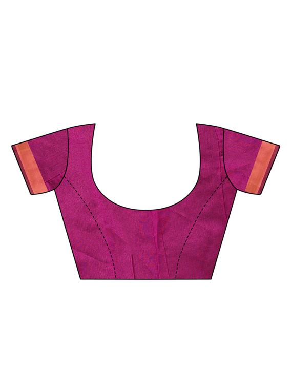 solid maheshwari saree with blouse - 16405460 - Zoom Image - 3