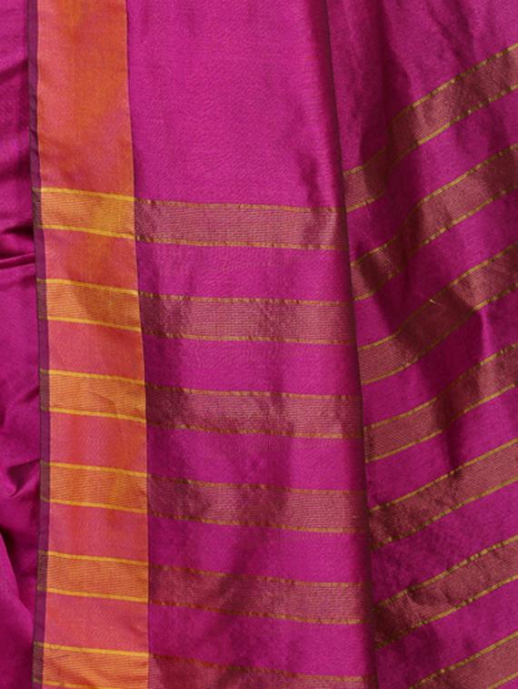solid maheshwari saree with blouse - 16405460 - Zoom Image - 4