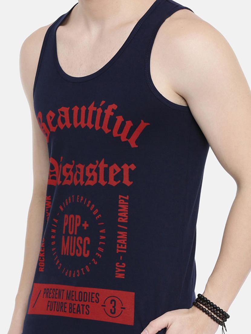 navy blue front print vest - 16405520 - Zoom Image - 5