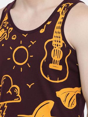 maroon front print vest - 16405535 - Standard Image - 5