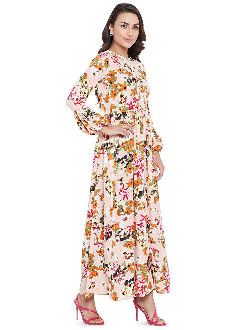lantern sleeved floral maxi dress - 16405929 - Zoom Image - 2