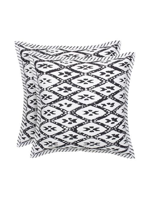 black and white block printed cushion cover 16x16 inches. set of 2 pcs - 16406538 - Standard Image - 1